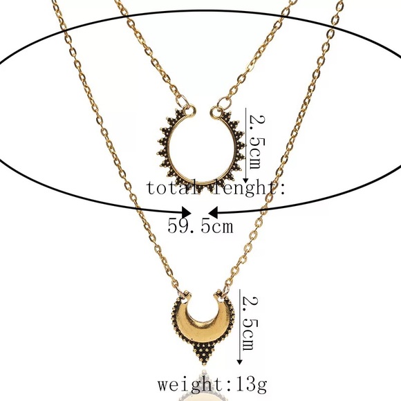 RESTOCKING🎉Antique gold double crescent necklace - Picture 5 of 5